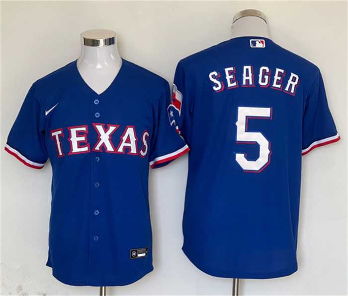 Men%27s Texas Rangers #5 Corey Seager Royal With Patch Cool Base Stitched Baseball Jersey->texas rangers->MLB Jersey